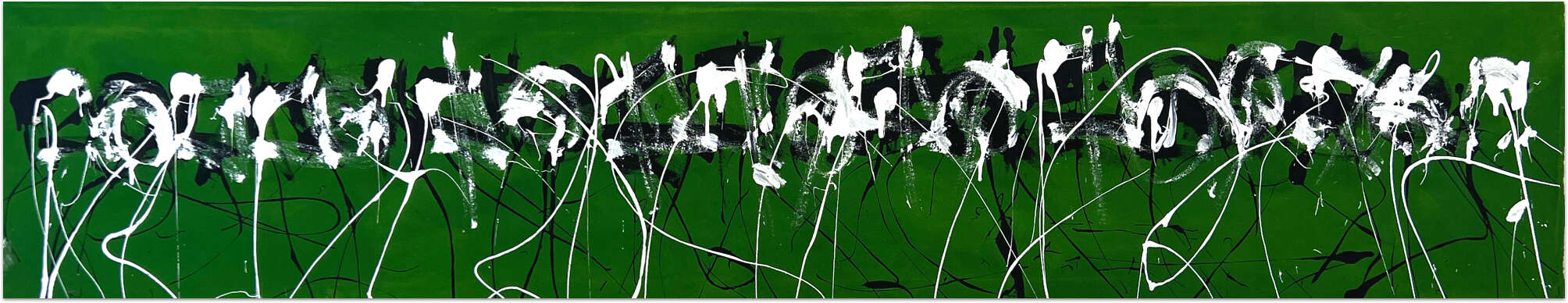 Obsessive Compulsive Dialogue No.27 - green painting with black and white strokes across